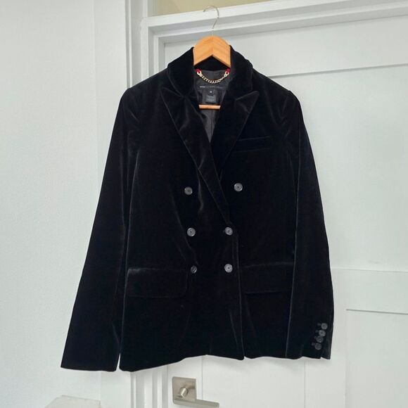 Marc by Marc Jacobs Velvet Lapel Collar Double Breasted Blazer in Black - Picture 8 of 13